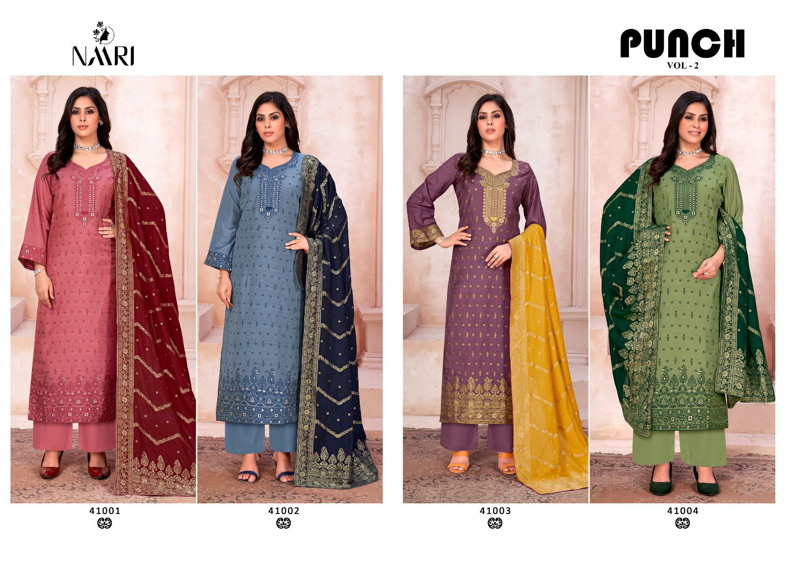 Punch 2 By Naari Pure Muslin Jacard Duppta Set